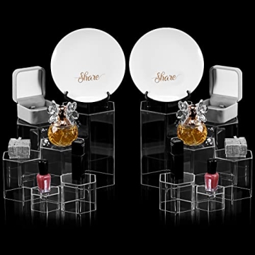 Jetec Acrylic Hexagonal Display Risers for Jewelry Showcase