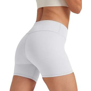 keriffe Womens Crossover Biker Shorts 5" 10" High Waisted Yoga Workout Athletic Running Spandex Shor...