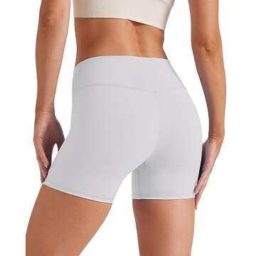 keriffe Womens Crossover Biker Shorts 5" 10" High Waisted Yoga Workout Athletic Running Spandex Shorts