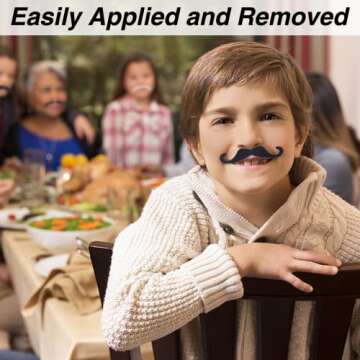 KICNIC 60 Pcs Fake Mustaches Self-Adhesive (20 Designs) Novelty Hairy Beard Costume Facial Hair for ...