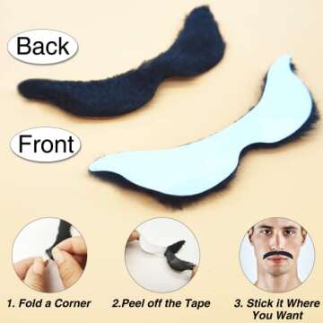 KICNIC 60 Pcs Fake Mustaches Self Adhesive Novelty Beards