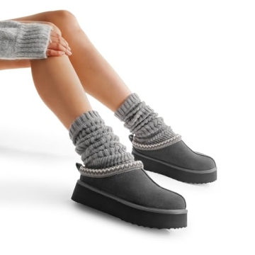 DREAM PAIRS Women's Cozy Platform Slippers for Winter