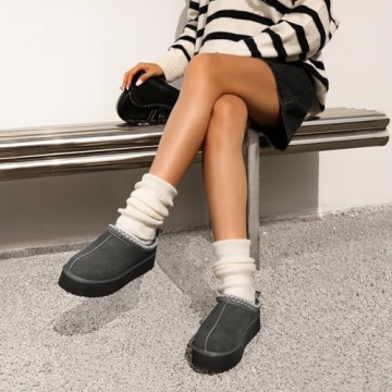 DREAM PAIRS Women's Cozy Platform Slippers for Winter