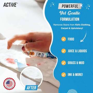 ACTIVE Messy Kids Stain Remover Spray Laundry Spot Cleaner, Natural Stain Treater Spray for Baby Clo...