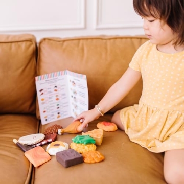 Melissa & Doug Food Fun Combine & Dine Dinners - Red - Realistic Play Food For Kids Kitchen, Pretend Play Food Set For Kids Ages 3+