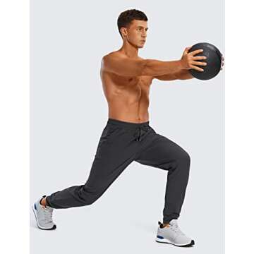 CRZ YOGA Athletic Joggers for Men 29" Lightweight Water Resistant Outdoor Workout Pants with Zip Pockets Ink Gray Medium