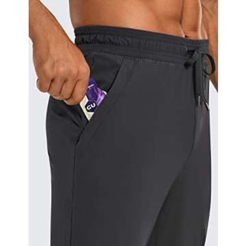 CRZ YOGA Athletic Joggers for Men 29" Lightweight Water Resistant Outdoor Workout Pants with Zip Pockets Ink Gray Medium