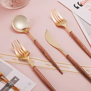 Elegant 120pcs Gold Disposable Cutlery Set for All Events