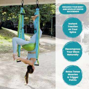 Yoga Trapeze Swing Set for Home & Outdoor | Easy Setup for Strength, Balance & Back Pain Relief | Ad...