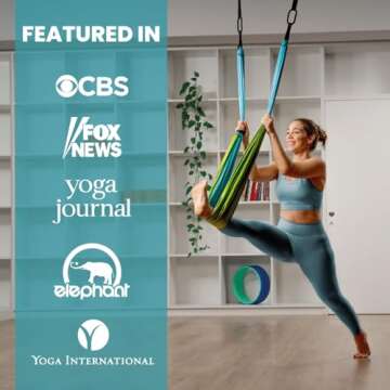 Yoga Trapeze Swing Set for Home & Outdoor | Easy Setup for Strength, Balance & Back Pain Relief | Adjustable Straps & 600lb Capacity, Includes Carrying Bag & Online Tutorials, Aqua