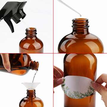 16oz Amber Glass Spray Bottles Set - Eco-Friendly & Durable