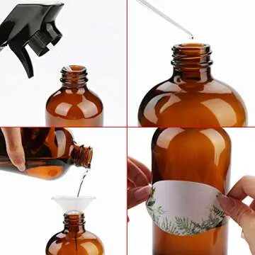 16oz Amber Glass Spray Bottles Set - Eco-Friendly & Durable