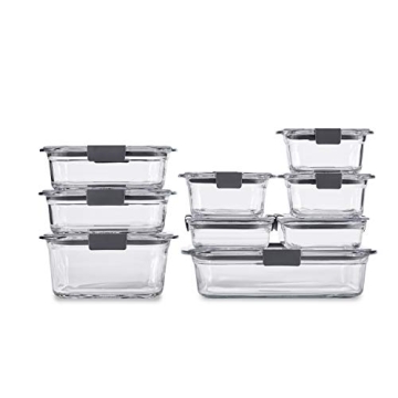 Rubbermaid Brilliance Set - 9 Durable Glass Food Containers