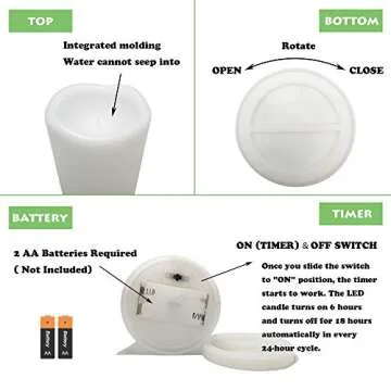 Waterproof Outdoor Flameless Pillar Candle with Timer Battery Operated Electric LED Candle Set for Gift Home Décor Party Wedding Supplies Garden Halloween Christmas Decoration, 1 Pack, 3” x 8”