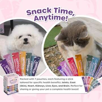 Choolip Squeeze Vita Stick Lickable Treats for Dogs & Cats. 49 Variety Support Sticks with Essential multivitamins. Soft and Tasty Paste for All Life Stages