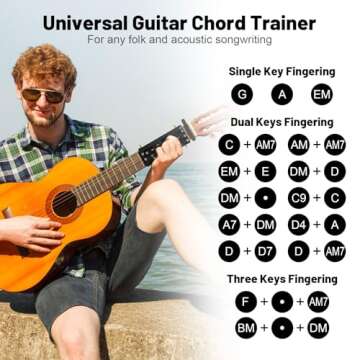 Guitar Chord Presser - Guitar Aid Chord Trainer for Beginners, Guitar Chord Helper Practice Tool with 6 Picks & Capo, Portable Guitar Assisted Learning Tools Kit Accessories for Acoustic Guitars