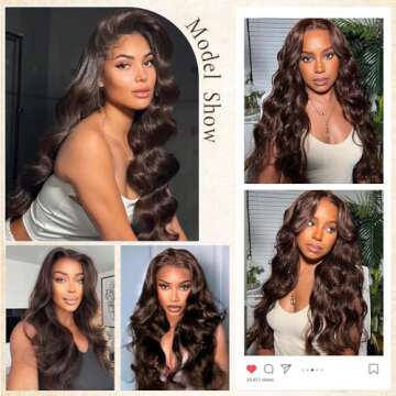 26 Inch Chocolate Brown Lace Front Wig 13x4 Body Wave Human Hair Wig Brown Lace Front Wigs Human Hai...