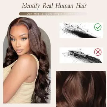 26 Inch Chocolate Brown Lace Front Wig 13x4 Body Wave Human Hair Wig Brown Lace Front Wigs Human Hair Pre Plucked Colored Wigs Human Hair 200 Density HD Frontal Wigs Human Hair Brown Wig Human Hair