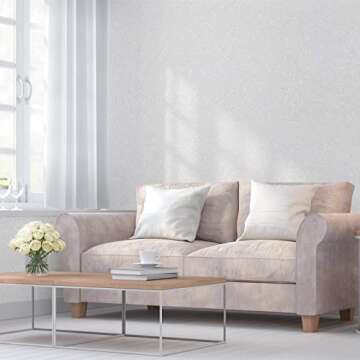 Abyssaly White Wallpaper Peel and Stick Wallpaper 15.7 inch X 196.8 inch Self Adhesive Embossed Whit...