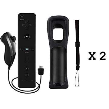 Wii Remote and Nunchuck Controller, Wireless Controllers Compatible with Wii/Wii U with Silicone Cas...