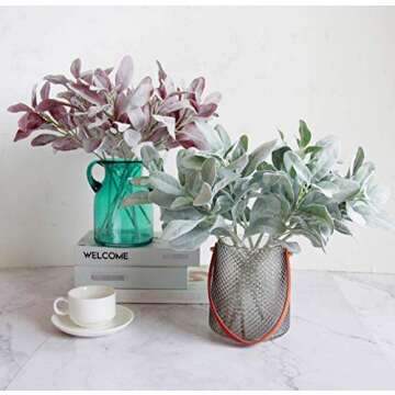 Skyseen 5Pcs Artificial Lamb's Ear Leaves for Stylish Decor