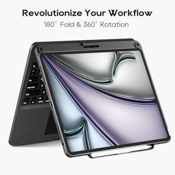 edaiser Swivel Keyboard Case for Apple iPad Pro 12.9 inch 6th Generation 5th 4th 3rd Gen; Rotatable ...