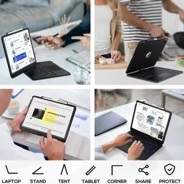 edaiser Swivel Keyboard Case for Apple iPad Pro 12.9 inch 6th Generation 5th 4th 3rd Gen; Rotatable Cover with Pencil Holder, Multi-Touch Trackpad, Backlit, Black