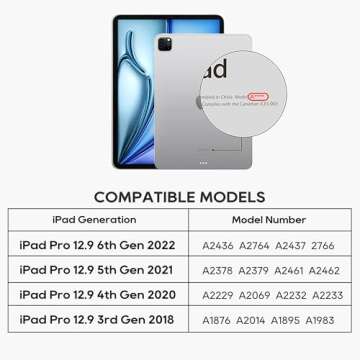 edaiser Swivel Keyboard Case for Apple iPad Pro 12.9 inch 6th Generation 5th 4th 3rd Gen; Rotatable Cover with Pencil Holder, Multi-Touch Trackpad, Backlit, Black