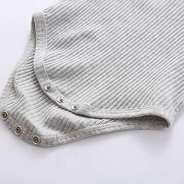 Newborn Baby Boy Girl Clothes Ribbed Knitted Cotton Long Sleeve Romper Long Pants Solid Color Fall Winter Outfits (A- Grey, 6-12 Months)