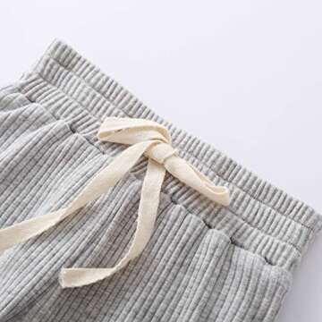 Newborn Baby Boy Girl Clothes Ribbed Knitted Cotton Long Sleeve Romper Long Pants Solid Color Fall Winter Outfits (A- Grey, 6-12 Months)