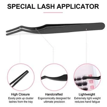 KISSXIAOYA Cluster Eyelash Extensions Kit, DIY Lashes Extension Kit with Lash Bond & Seal and Applicator, 144 Pcs 0.10mm 56D 9-15mm Mixed Wide-stem Lash, Individual at Home (Cluster Kit A)