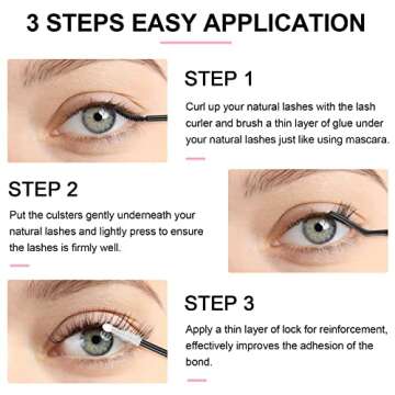 KISSXIAOYA Cluster Eyelash Extensions Kit, DIY Lashes Extension Kit with Lash Bond & Seal and Applicator, 144 Pcs 0.10mm 56D 9-15mm Mixed Wide-stem Lash, Individual at Home (Cluster Kit A)