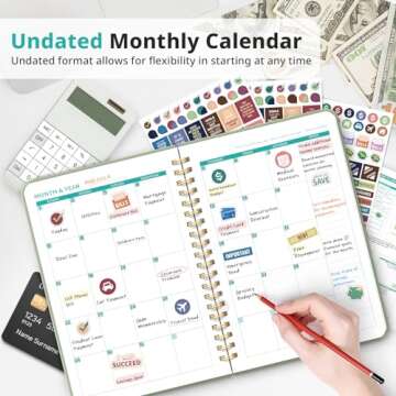 Budget Planner - Monthly Budget Book 2025 with Expense & Bill Tracker - Undated 12 Month Financial P...