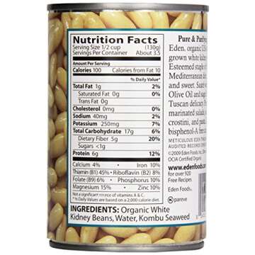 Eden Foods Organic Cannellini White Kidney Beans, 15 oz Can