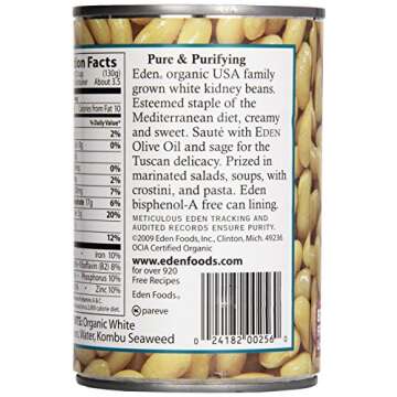 Eden Foods Organic White Kidney Beans, 15 oz Can