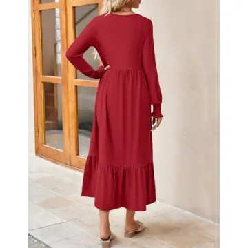 Stylish ZESICA Women's Spring Long Sleeve Dress with Pockets