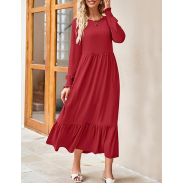 Stylish ZESICA Women's Spring Long Sleeve Dress with Pockets