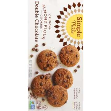 Simple Mills Almond Flour Crunchy Cookies, Double Chocolate Chip - Gluten Free, Vegan, Healthy Snacks, Made with Organic Coconut Oil, 5.5 Ounce (Pack of 1)