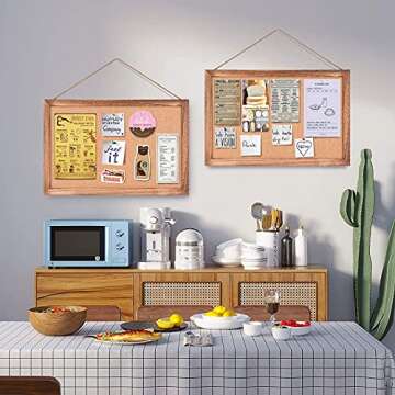 Emfogo 2-Pack Cork Board with Wooden Frame for Stylish Decor