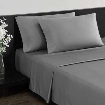 Vera Wang - Queen Sheet Set, Luxury Sateen Cotton Bedding, 800 Thread Count, Soft & Smooth Bedding S...