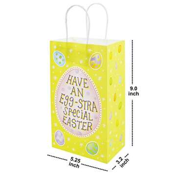 JOYIN 36 PCS Easter Paper Gift Bags, Easter Paper Bags with Handles Easter Goodie Bags Bulk Easter Party Favor Bags for Candies Cookies Toys