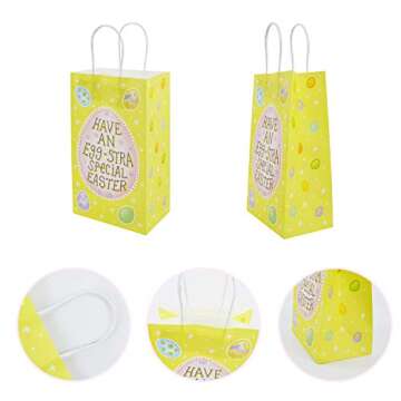 JOYIN 36 PCS Easter Paper Gift Bags, Easter Paper Bags with Handles Easter Goodie Bags Bulk Easter Party Favor Bags for Candies Cookies Toys