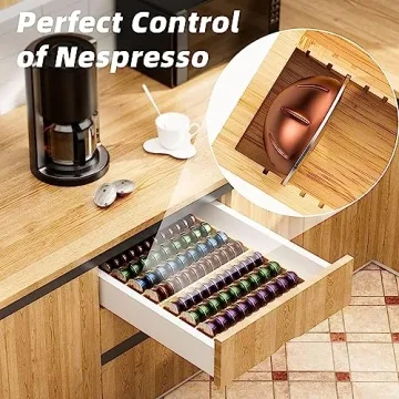 MinBoo Bamboo Coffee Pod Holder for Nespresso Storage