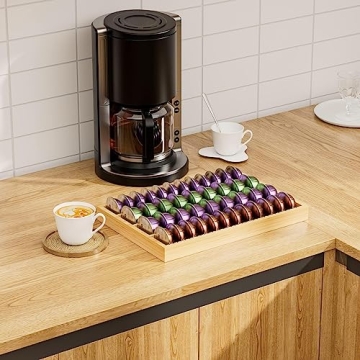 MinBoo Bamboo Coffee Pod Holder for Nespresso Storage