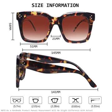 TAOTAOQI Vintage Women Oversized Sunglasses with UV400