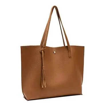 Nodykka Women Tote Bags Top Handle Satchel Handbags PU Faux Leather Tassel Shoulder Purse
