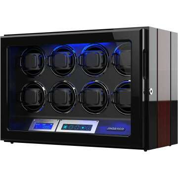 8 Slot Adjustable Watch Winder with Illumination