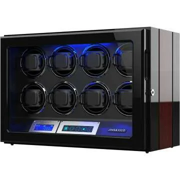 8 Slot Adjustable Watch Winder with Illumination