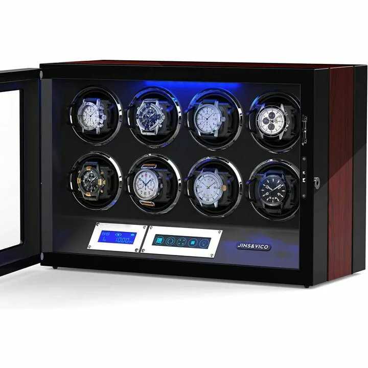 8 Slot Adjustable Watch Winder with Illumination