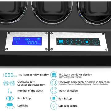 8 Slot Adjustable Watch Winder with Illumination
